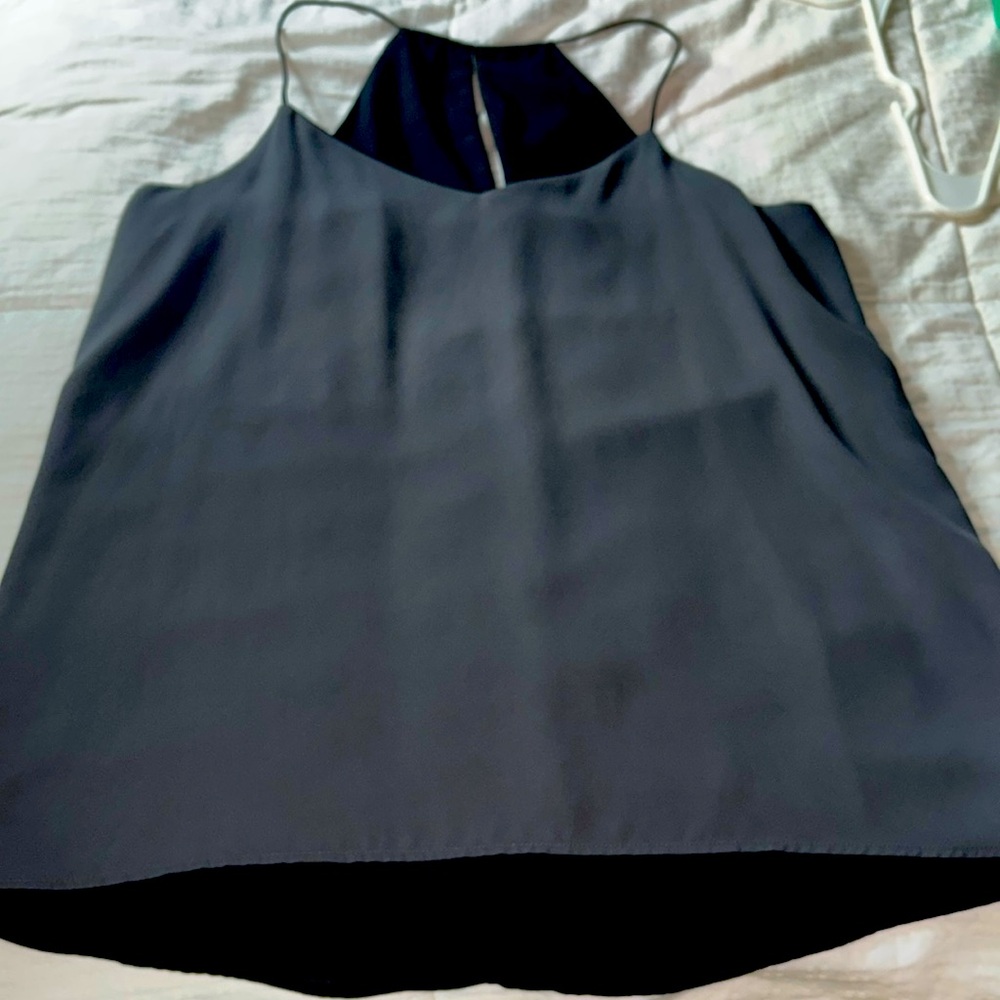 Reversible, black, and gray string tank top